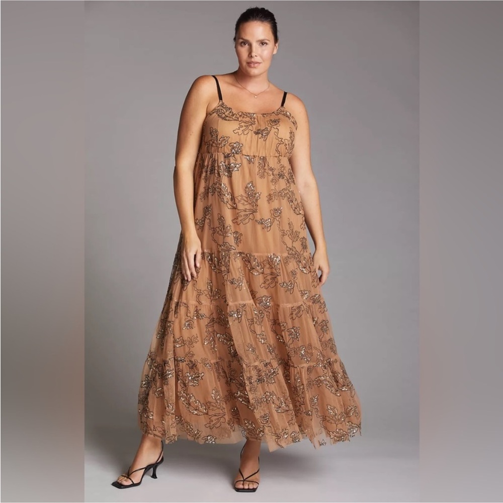 Anthro tulle and sequin maxi dress